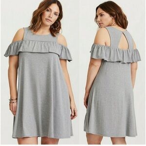 Torrid Jersey Knit Cold Shoulder Trapeze Dress gray size 2X